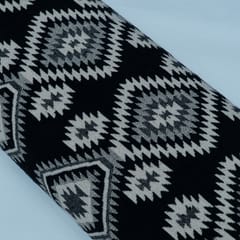 Black and Beige Geometrical Design Cotton Blend Jacquard Fabric