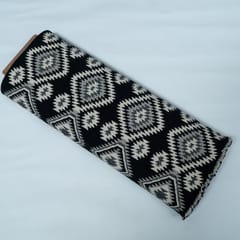 Black and Beige Geometrical Design Cotton Blend Jacquard Fabric
