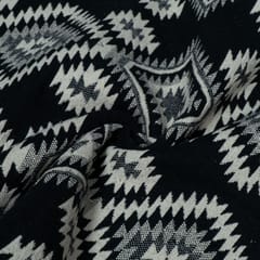 Black and Beige Geometrical Design Cotton Blend Jacquard Fabric
