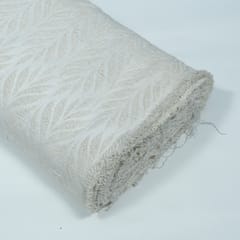 White Floral Design Natural Cotton Dyeable Jacquard Fabric