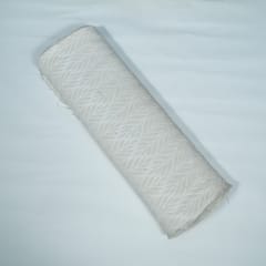 White Floral Design Natural Cotton Dyeable Jacquard Fabric