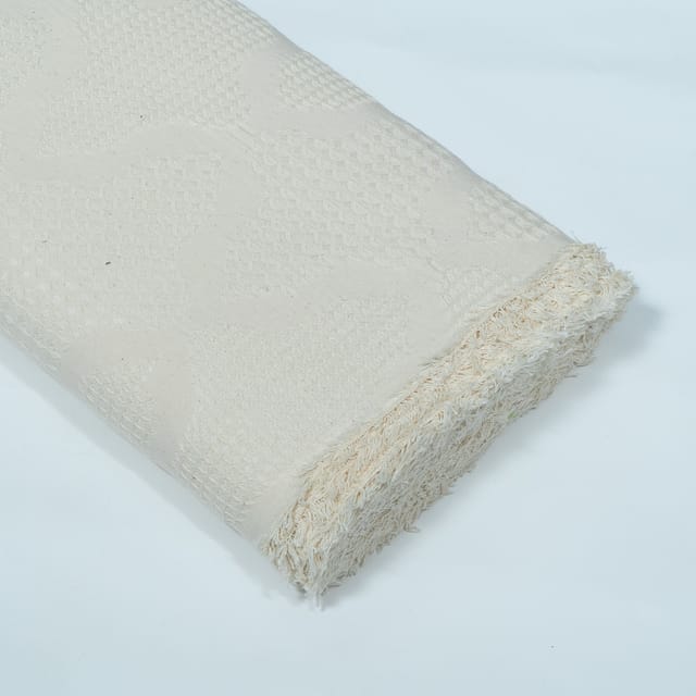 Off White Natutal Dyeable Cotton Jacquard Fabric