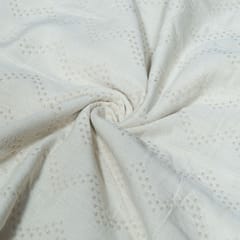 Off White Natural Dyeable Cotton Jacquard Fabric