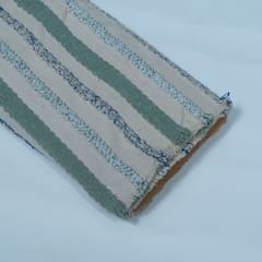 Off White Green, Blue Design Cotton Blend Jacquard Fabric