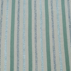 Off White Green, Blue Design Cotton Blend Jacquard Fabric