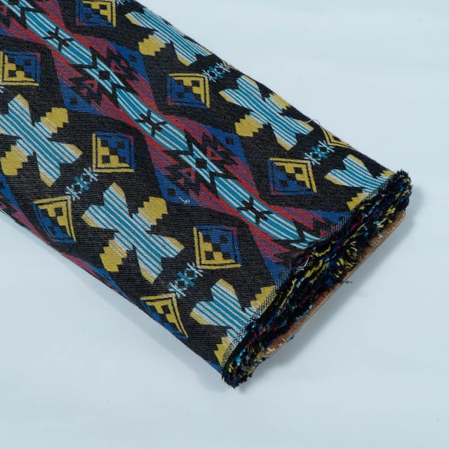 MultiColor Geometrical Design Cotton Blend Jacquard Fabric