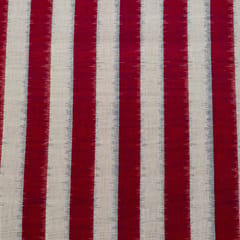 Maroon and White Colour Cotton Ikat Fabric