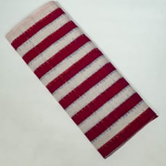 Maroon and White Colour Cotton Ikat Fabric