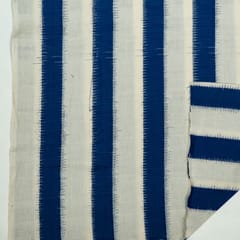 Blue and White Color Cotton Ikat Fabric