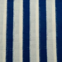 Blue and White Color Cotton Ikat Fabric