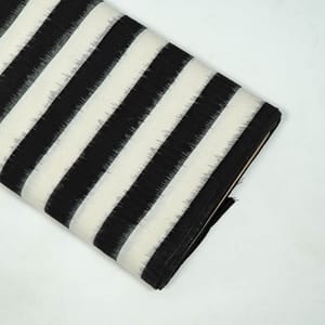 Black and White Colour Cotton Ikat Fabric