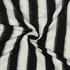 Black and White Colour Cotton Ikat Fabric