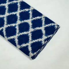 Blue Color Cotton Ikat Fabric