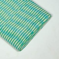 Green Colour Cotton Ikat Fabric