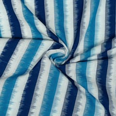 Blue Color Cotton Ikat Fabric