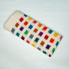 White and Multi Colour Cotton Ikat Fabric