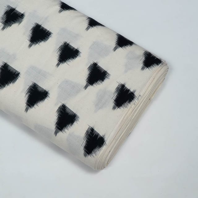White Colour Cotton Ikat Fabric