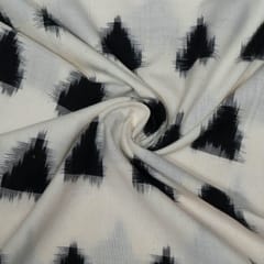 White Colour Cotton Ikat Fabric