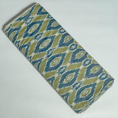 Green and Blue Colour Cotton Ikat Fabric