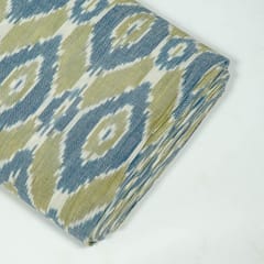 Green and Blue Colour Cotton Ikat Fabric