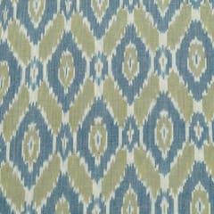 Green and Blue Colour Cotton Ikat Fabric