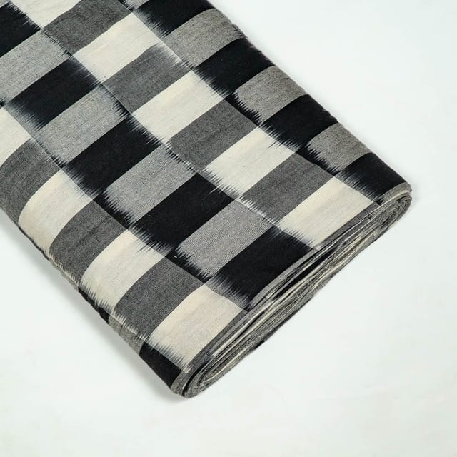 Black Colour Cotton Ikat Fabric