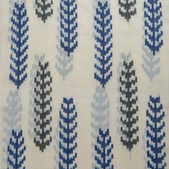 White Colour Cotton Ikat Fabric