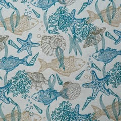 Blue Colour Poly Cotton Jacquard Fabric
