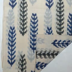 White Colour Cotton Ikat Fabric
