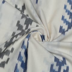 White Colour Cotton Ikat Fabric