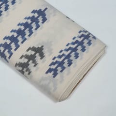White Colour Cotton Ikat Fabric
