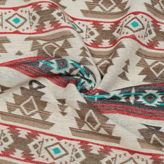 Brown Colour Poly Cotton Jacquard Fabric