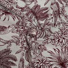 Maroon Colour Poly Cotton Jacquard Fabric