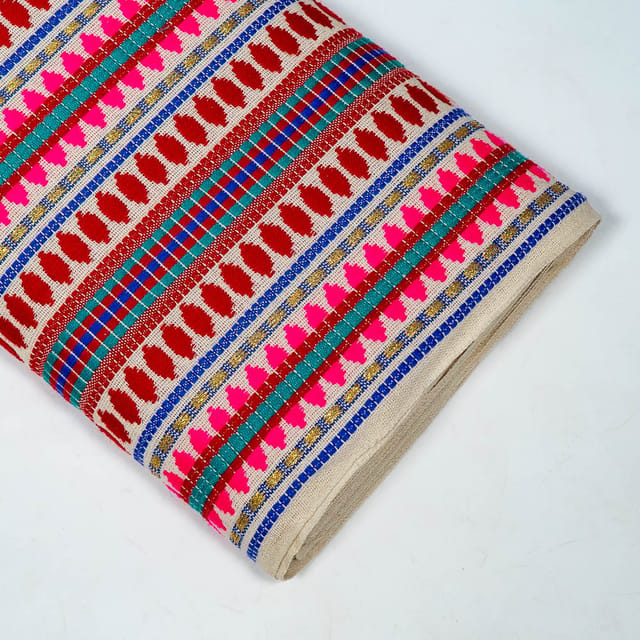 Multi Colour Cotton Acralic Jacquard Fabric
