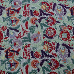 MultiColor Floral Design Cotton Blend Jacquard Fabric