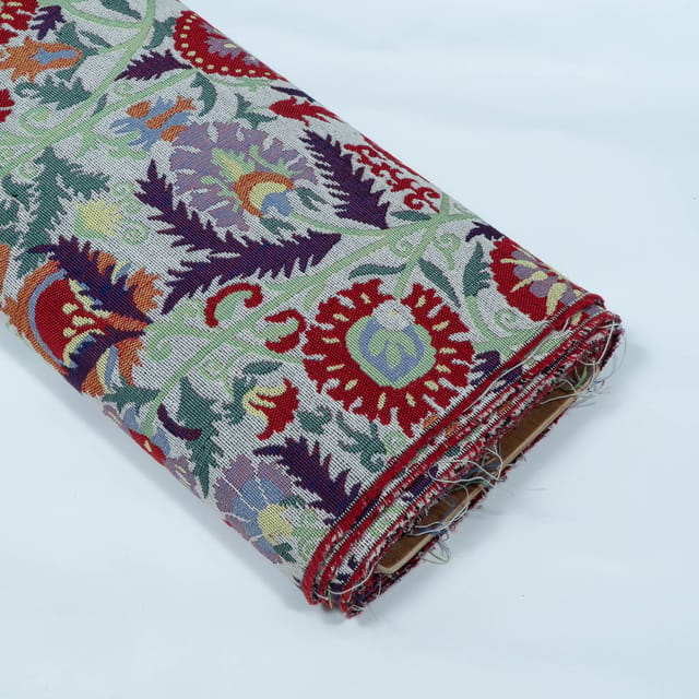 MultiColor Floral Design Cotton Blend Jacquard Fabric