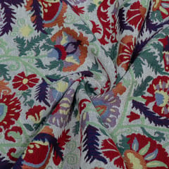 MultiColor Floral Design Cotton Blend Jacquard Fabric