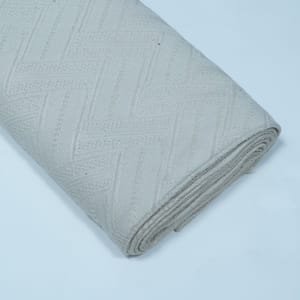 Off White Natural Dyeable Cotton Jacquard Fabric