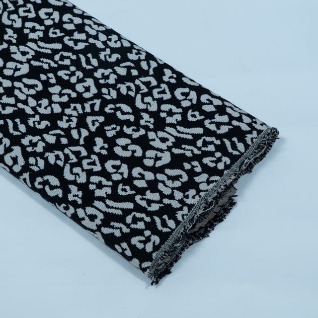 Black and White Leopard Design Cotton Blend Jacquard Fabric
