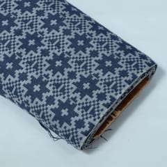Blue and White Lightweight Cotton Jacquard Fabric