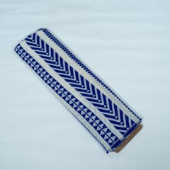White and Blue Lightweight Cotton Acrylic Jacquard Fabric