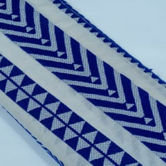 White and Blue Lightweight Cotton Acrylic Jacquard Fabric