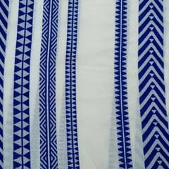 White and Blue Lightweight Cotton Acrylic Jacquard Fabric