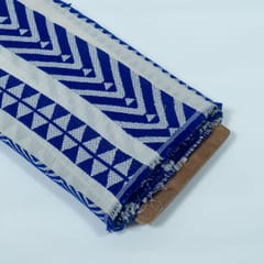 White and Blue Lightweight Cotton Acrylic Jacquard Fabric
