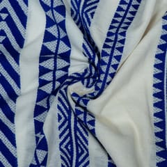 White and Blue Lightweight Cotton Acrylic Jacquard Fabric