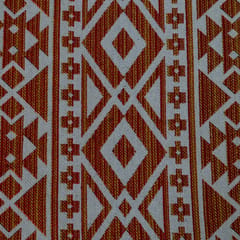 Orange and Beige Geometical Design Cotton Blend Jacquard Fabric