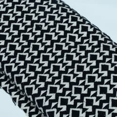 Black and White Abstract Design Cotton Blend Jacqaurd Fabric