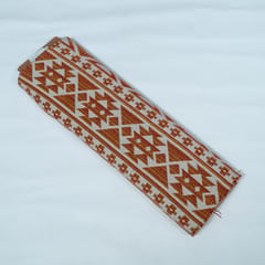 Orange and Beige Geometical Design Cotton Blend Jacquard Fabric