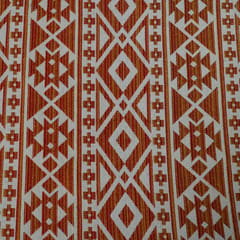 Orange and Beige Geometical Design Cotton Blend Jacquard Fabric