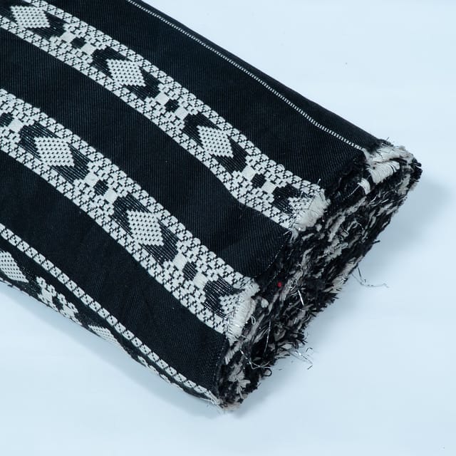 Black and White Cotton Blend Lurex Jacquard Fabric
